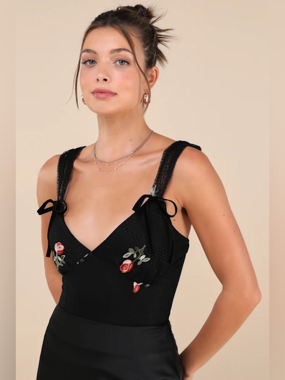 Lulu’s Black Floral Lace Women's Bodysuit - S